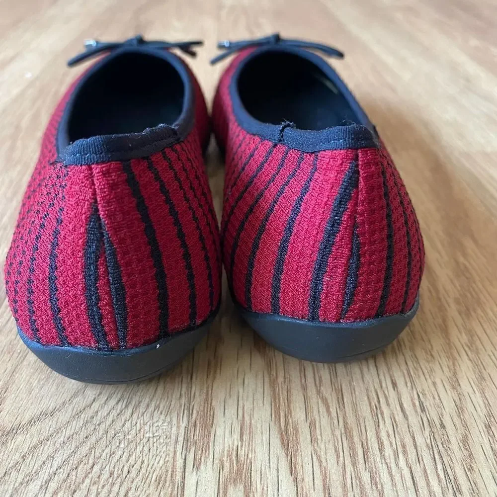 Soft Style by Hush Puppies Heartbreaker Stripe Fabric Flats Red and Black 6
